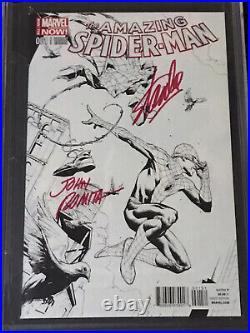 2014 Amazing Spider-Man #1 Opena Sketch Variant CGC 9.8 Stan Lee & Romita SIGNED