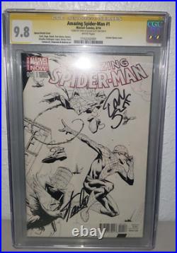 2x Signed Amazing Spiderman 1 CGC SS 9.8 (2014) Stan Lee +1 Opena Sketch Cover