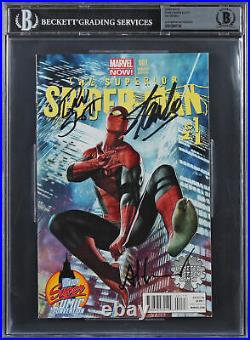 (3) Stan Lee Slott & Granov Signed Superior Spider-Man #1 001 Var Comic BAS Slab
