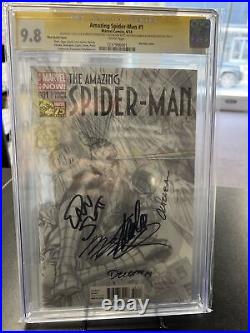 5x Signed Amazing Spider Man #1 1200 Ross Variant Stan Lee Delgado SS CGC 9.8