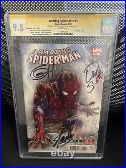 AMAZING SPIDER-MAN 1 GAMESTOP CGC 9.8 SS Signed By STAN LEE, HORN, AND SLOTT 3X