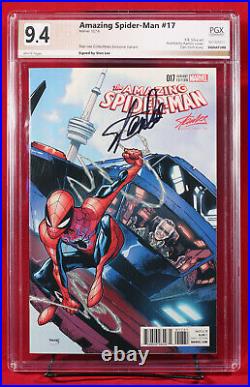 AMAZING SPIDER-MAN #17 PGX 9.4 NM Near Mint Lee Variant signed by STAN LEE + CGC
