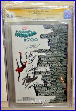 AMAZING SPIDER-MAN 700 SKYLINE VARIANT CGC 9.6Autographed By Stan Lee & 5 Others