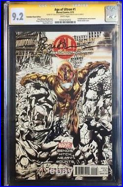 Age Of Ultron #1 Forbidden Planet Variant CGC SS 9.2 Signed Stan Lee & Bendis