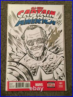 All New Captain A 1 Blank Variant Original Sketch Broussard Signed Stan Lee