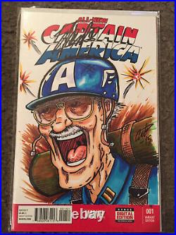All New Captain A 1 Blank Variant Original Sketch By Arthur Ball Signed Stan Lee