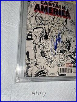 All New Captain America 1 Stan Lee Variant 9.8 Cbcs Ss Signed J. Scott Campbell