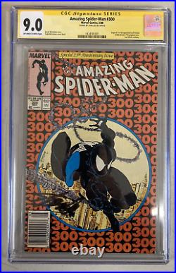 Amazing Spider-Man #300 CGC 9.0 Signed Stan Lee 1st Venom Newsstand Marvel 1988