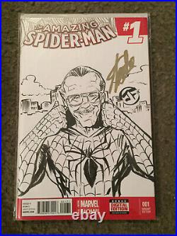 Amazing Spiderman 1 Blank Variant Original Sketch Broussard Signed Stan Lee