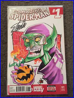 Amazing Spiderman 1 Blank Variant Original Sketch By J Hause Signed Stan Lee