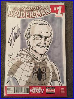 Amazing Spiderman 1 Blank Variant Original Sketch Signed Stan Lee