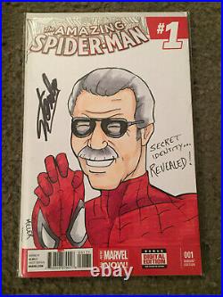 Amazing Spiderman 1 Blank Variant Sketch Drawn By Miller Signed By Stan Lee