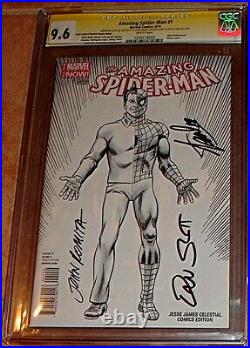 Amazing Spiderman 1 Cobra Sketch Variant Signed 3x Cgc 9.6 Stan Lee Romita Slott