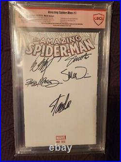 Amazing Spiderman #1 blank variant CBCS 8.5 signed by STAN LEE, BOB LAYTON, JIM