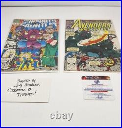 Avengers West Coast & Infinity Gauntlet Autographed Stan Lee & Jim Sterlin Coa
