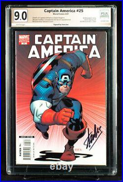 CAPTAIN AMERICA #25 PGX 9.0 DEATH OF CAP! Signed by STAN LEE! + Free CGC