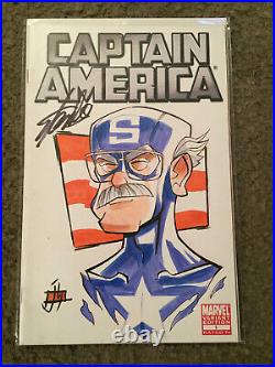 Captain America 1 Blank Variant Original Sketch J Hause Signed By Stan Lee