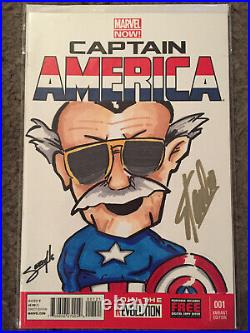 Captain America 1 Blank Variant Original Sketch Tim Seeley Signed By Stan Lee