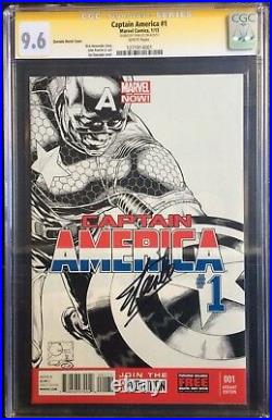 Captain America #1 Joe Quesada Sketch Variant CGC SS 9.6 Signed by Stan Lee