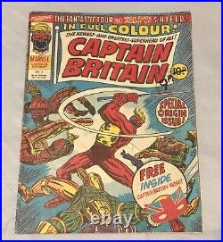 Captain Britain #1 witho MASK 1976 Marvel UK Origin & 1st app Signed STAN LEE
