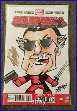 Deadpool 1 Blank Variant Original Sketch Tim Seeley Signed By Stan Lee
