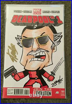 Deadpool 1 Blank Variant Sketch Drawn By Tim Seeley Signed By Stan Lee
