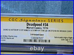 Deadpool 34 3D Variant Cover Signed by Stan Lee & Scott Koblish CGC 9.8