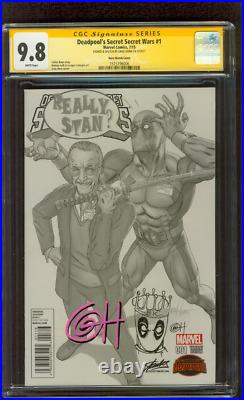 Deadpool Secret Secret Wars 1 CGC 9.8 SS Horn Stan Lee Variant Remark Sketch