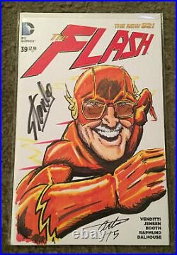 Flash 39 DC New 52 Blank Variant Original Sketch Arthur Ball Signed By Stan Lee