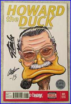 Howard The Duck 1 Blank Variant Sketch Drawn By Arthur Ball Signed By Stan Lee