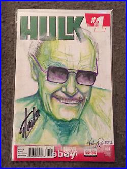 Hulk 1 Blank Variant Original Sketch By Kealy Racca Signed By Stan Lee