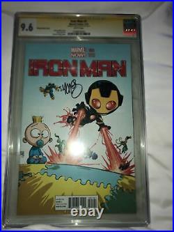 IRON MAN #1 CGC 9.6 SS Signed By Skottie Young Variant Sig Series STAN LEE