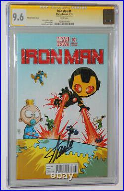 IRON MAN #1 CGC 9.6 SS Signed by STAN LEE, Skottie Young Variant Cover White Pgs
