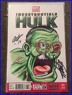 Indestructible Hulk 1 Blank Variant Original Sketch Arthur Ball Signed Stan Lee