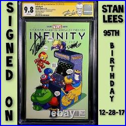 Infinity 1 9.8 Cgc Ss Skottie Young Variant Signed On Stan Lee 95th Birthday