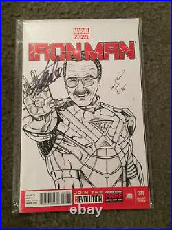 Iron Man 1 Blank Variant Original Sketch Jeremy Clark Signed By Stan Lee