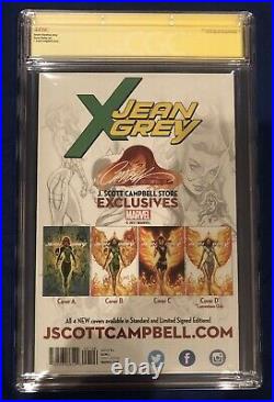 Jean Grey #1 Edition D CGC 9.8 Signed by J. Scott Campbell & Stan Lee RED LABEL