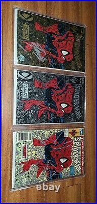 Lot 3 SPIDER-MAN 1 TORMENT GOLD, silver, green VARIANT SS SIGNED STAN LEE