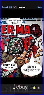 MARVEL T. U. SPIDERMAN AND MAN-THING #122 Stan Lee & Al Milgrom Signed Remark 1/1