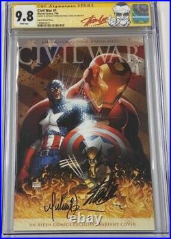 Marvel Civil War #1 Aspen Variant Signed Stan Lee & Turner CGC 9.8 SS Avengers