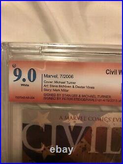 Marvel Civil War #1 Aspen Variant Signed X3 Lee, Turner, & Steigerwald CBCS 9.0