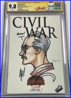 Marvel Civil War #1 Autograph Signed Stan Lee Sketch Adam Hughes CGC 9.8 SS MCU