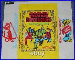 Marvel Comics Super-heroesrub-a-tattoosigned Stan Leewrapper1980coa