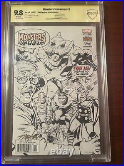 Monsters Unleashed #1 3/17 Stan Lee Box B/w Variant Cbcs 9.8 Ss Mayhew Supe Rare