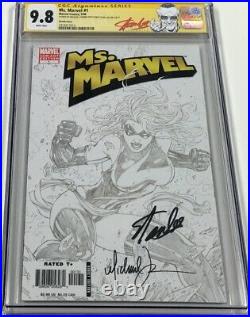 Ms. Marvel #1 B&W Sketch Variant Signed Stan Lee & Turner CGC 9.8 SS Red Label
