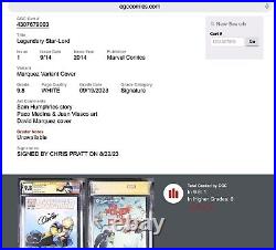 Rare CHRIS PRATT Signed Legendary Star Lord 1 CGC 9.8 ss Marquez Variant