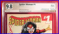SPIDER WOMAN #1 PGX 9.8 NM/MT Land Variant, signed STAN LEE & GREG LAND! +CGC