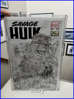 Savage Hulk #1 1300 Alex Ross Sketch Variant Marvel 2014 SIGNED BY STAN LEE