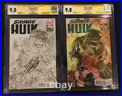 Savage Hulk 1 Ross Sketch & Color Variant Set CGC 9.8 Signed-Stan Lee on 11/8/18