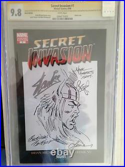 Secret Invasion #1 Variant CGC 9.8 Original Sketch & Signed Ron Frenz, Stan Lee